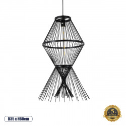 GLOBOSTAR® YOSHI 01929 Boho Κρεμαστό Φωτιστικό Οροφής με Ντουί 1 x E27 AC 220-240V IP20 - Μαύρο - Μ35 x Π35 x Υ60cm GLOBOSTAR® YOSHI 01929 Boho Κρεμαστό Φωτιστικό Οροφής με Ντουί 1 x E27 AC 220-240V IP20 - Μαύρο - Μ35 x Π35 x Υ60cm