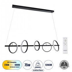 GLOBOSTAR® CIRCOLARE 61319 Μοντέρνο Κρεμαστό Φωτιστικό Οροφής LED 75W 8400lm 360° AC 220-240V IP20 Ρυθμιζόμενο Λευκό CCT με Χειριστήριο από 2700K έως 6000K Dimmable - Lumileds SMD Chip - Μαύρο Ματ - Μ120 x Π25 x Υ25cm - 3 Χρόνια Εγγύηση GLOBOSTAR® CIRCOLARE 61319 Μοντέρνο Κρεμαστό Φωτιστικό Οροφής LED 75W 8400lm 360° AC 220-240V IP20 Ρυθμιζόμενο Λευκό CCT με Χειριστήριο από 2700K έως 6000K Dimmable - Lumileds SMD Chip - Μαύρο Ματ - Μ120 x Π25 x Υ25cm - 3 Χρόνια Εγγύηση