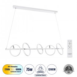 GLOBOSTAR® CIRCOLARE 61320 Μοντέρνο Κρεμαστό Φωτιστικό Οροφής LED 75W 8400lm 360° AC 220-240V IP20 Ρυθμιζόμενο Λευκό CCT με Χειριστήριο από 2700K έως 6000K Dimmable - Lumileds SMD Chip - Λευκό Ματ - Μ120 x Π25 x Υ25cm - 3 Χρόνια Εγγύηση GLOBOSTAR® CIRCOLARE 61320 Μοντέρνο Κρεμαστό Φωτιστικό Οροφής LED 75W 8400lm 360° AC 220-240V IP20 Ρυθμιζόμενο Λευκό CCT με Χειριστήριο από 2700K έως 6000K Dimmable - Lumileds SMD Chip - Λευκό Ματ - Μ120 x Π25 x Υ25cm - 3 Χρόνια Εγγύηση