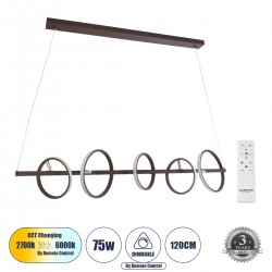 GLOBOSTAR® CIRCOLARE 61321 Μοντέρνο Κρεμαστό Φωτιστικό Οροφής LED 75W 8400lm 360° AC 220-240V IP20 Ρυθμιζόμενο Λευκό CCT με Χειριστήριο από 2700K έως 6000K Dimmable - Lumileds SMD Chip - Καφέ - Μ120 x Π25 x Υ25cm - 3 Χρόνια Εγγύηση GLOBOSTAR® CIRCOLARE 61321 Μοντέρνο Κρεμαστό Φωτιστικό Οροφής LED 75W 8400lm 360° AC 220-240V IP20 Ρυθμιζόμενο Λευκό CCT με Χειριστήριο από 2700K έως 6000K Dimmable - Lumileds SMD Chip - Καφέ - Μ120 x Π25 x Υ25cm - 3 Χρόνια Εγγύηση