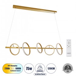GLOBOSTAR® CIRCOLARE 61322 Μοντέρνο Κρεμαστό Φωτιστικό Οροφής LED 75W 8400lm 360° AC 220-240V IP20 Ρυθμιζόμενο Λευκό CCT με Χειριστήριο από 2700K έως 6000K Dimmable - Lumileds SMD Chip - Χρυσό - Μ120 x Π25 x Υ25cm - 3 Χρόνια Εγγύηση GLOBOSTAR® CIRCOLARE 61322 Μοντέρνο Κρεμαστό Φωτιστικό Οροφής LED 75W 8400lm 360° AC 220-240V IP20 Ρυθμιζόμενο Λευκό CCT με Χειριστήριο από 2700K έως 6000K Dimmable - Lumileds SMD Chip - Χρυσό - Μ120 x Π25 x Υ25cm - 3 Χρόνια Εγγύηση