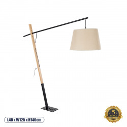 GloboStar® KELSIE 02030 Μοντέρνο Επιδαπέδιο Φωτιστικό Μονόφωτο 1 x E27 IP20 Μαύρο Μέταλλο, Μπεζ Ύφασμα με Μπεζ Ξύλο - Μ40 x Π125 x Υ140cm GloboStar® KELSIE 02030 Μοντέρνο Επιδαπέδιο Φωτιστικό Μονόφωτο 1 x E27 IP20 Μαύρο Μέταλλο, Μπεζ Ύφασμα με Μπεζ Ξύλο - Μ40 x Π125 x Υ140cm