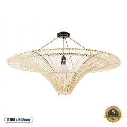 GLOBOSTAR® PALERMO 02153 Boho Φωτιστικό Οροφής με Ντουί 1 x E27 AC 220-240V IP20 - Μπεζ - Μ100 x Π100 x Υ55cm GLOBOSTAR® PALERMO 02153 Boho Φωτιστικό Οροφής με Ντουί 1 x E27 AC 220-240V IP20 - Μπεζ - Μ100 x Π100 x Υ55cm