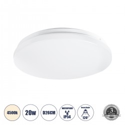 GLOBOSTAR® CELANO 61006 Φωτιστικό Πλαφονιέρα Οροφής LED 20W 1900lm 120° AC 220-240V Αδιάβροχο IP54 Φυσικό Λευκό 4500K - Lumileds SMD Chip - Λευκό Γαλακτερό - Μ26 x Π26 x Υ6cm - 3 Χρόνια Εγγύηση GLOBOSTAR® CELANO 61006 Φωτιστικό Πλαφονιέρα Οροφής LED 20W 1900lm 120° AC 220-240V Αδιάβροχο IP54 Φυσικό Λευκό 4500K - Lumileds SMD Chip - Λευκό Γαλακτερό - Μ26 x Π26 x Υ6cm - 3 Χρόνια Εγγύηση