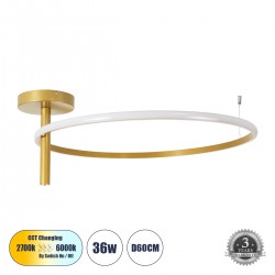 GLOBOSTAR® VERONA 61225 Μοντέρνο Φωτιστικό Οροφής LED 36W 4032lm 360° AC 220-240V IP20 Ρυθμιζόμενο Λευκό CCT με On/Off 2700K/4500K/6000K - Lumileds SMD Chip - Χρυσό Βούρτσας - Μ60 x Π60 x Υ23cm - 3 Χρόνια Εγγύηση GLOBOSTAR® VERONA 61225 Μοντέρνο Φωτιστικό Οροφής LED 36W 4032lm 360° AC 220-240V IP20 Ρυθμιζόμενο Λευκό CCT με On/Off 2700K/4500K/6000K - Lumileds SMD Chip - Χρυσό Βούρτσας - Μ60 x Π60 x Υ23cm - 3 Χρόνια Εγγύηση