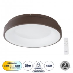 GLOBOSTAR® SALEM 61236 Μοντέρνο Φωτιστικό Οροφής LED 75W 8625lm 120° AC 220-240V IP20 Ρυθμιζόμενο Λευκό CCT με Χειριστήριο από 2700K έως 6000K Dimmable - Lumileds SMD Chip - Καφέ Μπρονζέ Ματ - Μ45 x Π45 x Υ8.5cm - 3 Χρόνια Εγγύηση GLOBOSTAR® SALEM 61236 Μοντέρνο Φωτιστικό Οροφής LED 75W 8625lm 120° AC 220-240V IP20 Ρυθμιζόμενο Λευκό CCT με Χειριστήριο από 2700K έως 6000K Dimmable - Lumileds SMD Chip - Καφέ Μπρονζέ Ματ - Μ45 x Π45 x Υ8.5cm - 3 Χρόνια Εγγύηση