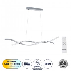 GLOBOSTAR® MORALES 61277 Μοντέρνο Κρεμαστό Φωτιστικό Οροφής LED 54W 6048lm 300° AC 220-240V IP20 Ρυθμιζόμενο Λευκό CCT με Χειριστήριο από 2700K έως 6000K Dimmable - Lumileds SMD Chip - Νίκελ Βούρτσας - Μ90 x Π14 x Υ14cm - 3 Χρόνια Εγγύηση GLOBOSTAR® MORALES 61277 Μοντέρνο Κρεμαστό Φωτιστικό Οροφής LED 54W 6048lm 300° AC 220-240V IP20 Ρυθμιζόμενο Λευκό CCT με Χειριστήριο από 2700K έως 6000K Dimmable - Lumileds SMD Chip - Νίκελ Βούρτσας - Μ90 x Π14 x Υ14cm - 3 Χρόνια Εγγύηση
