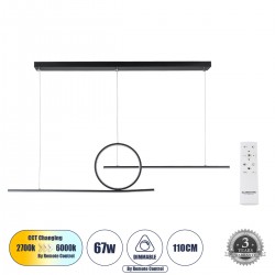GLOBOSTAR® TEREZA 61288 Μοντέρνο Κρεμαστό Φωτιστικό Οροφής LED 67W 7504lm 300° AC 220-240V IP20 Ρυθμιζόμενο Λευκό CCT με Χειριστήριο από 2700K έως 6000K Dimmable - Lumileds SMD Chip - Μαύρο Ματ - Μ110 x Π4.5 x Υ34cm - 3 Χρόνια Εγγύηση GLOBOSTAR® TEREZA 61288 Μοντέρνο Κρεμαστό Φωτιστικό Οροφής LED 67W 7504lm 300° AC 220-240V IP20 Ρυθμιζόμενο Λευκό CCT με Χειριστήριο από 2700K έως 6000K Dimmable - Lumileds SMD Chip - Μαύρο Ματ - Μ110 x Π4.5 x Υ34cm - 3 Χρόνια Εγγύηση