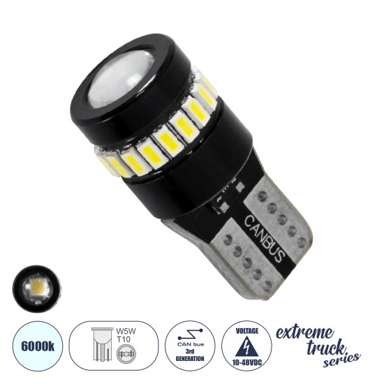 GloboStar® T10 W5W 81463 Λάμπα Αυτοκινήτου LED 3rd Generation Can-Bus Extreme Truck Series 18xSMD3014 1.3W 156lm 360° DC 10-48V IP20 Φ1.2 x Υ2.8cm Ψυχρό Λευκό 6000K GloboStar® T10 W5W 81463 Λάμπα Αυτοκινήτου LED 3rd Generation Can-Bus Extreme Truck Series 18xSMD3014 1.3W 156lm 360° DC 10-48V IP20 Φ1.2 x Υ2.8cm Ψυχρό Λευκό 6000K