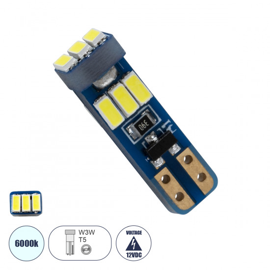 GloboStar® T5 81467 Λάμπα Αυτοκινήτου LED 9xSMD3014 0.25W 38lm 360° DC 12-16V IP20 Μ0.5 x Π0.4 x Υ1.8cm Ψυχρό Λευκό 6000K GloboStar® T5 81467 Λάμπα Αυτοκινήτου LED 9xSMD3014 0.25W 38lm 360° DC 12-16V IP20 Μ0.5 x Π0.4 x Υ1.8cm Ψυχρό Λευκό 6000K