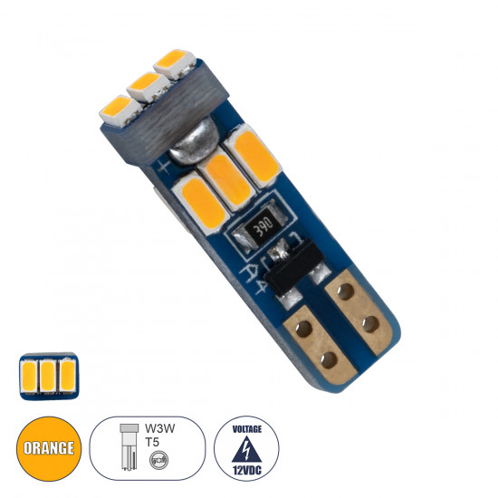 GloboStar® T5 81472 Λάμπα Αυτοκινήτου LED 9xSMD3014 0.25W 25lm 360° DC 12-16V IP20 Μ0.5 x Π0.4 x Υ1.8cm Πορτοκαλί GloboStar® T5 81472 Λάμπα Αυτοκινήτου LED 9xSMD3014 0.25W 25lm 360° DC 12-16V IP20 Μ0.5 x Π0.4 x Υ1.8cm Πορτοκαλί