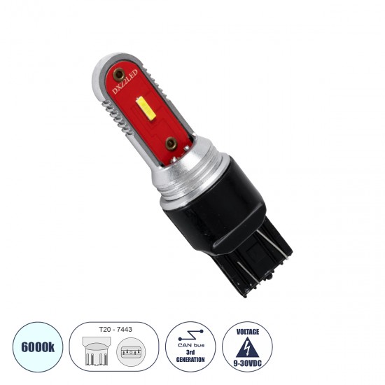 GloboStar® 81498 Λάμπα Αυτοκίνητου T20 - 7443 - W21/5W 3rd Generation Can-Bus Extreme Series LED 2 DUO DXZ 15W 1650lm 240° DC 9-30V IP20 Ψυχρό Λευκό 6000K GloboStar® 81498 Λάμπα Αυτοκίνητου T20 - 7443 - W21/5W 3rd Generation Can-Bus Extreme Series LED 2 DUO DXZ 15W 1650lm 240° DC 9-30V IP20 Ψυχρό Λευκό 6000K