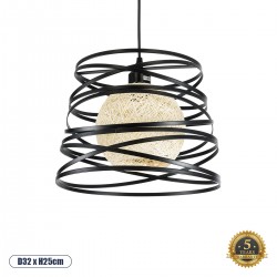 GLOBOSTAR® CARTER 00961 Μοντέρνο Κρεμαστό Φωτιστικό Οροφής με Ντουί 1 x E27 AC 220-240V IP20 - Μαύρο & Μπεζ - Μ32 x Π32 x Υ25cm GLOBOSTAR® CARTER 00961 Μοντέρνο Κρεμαστό Φωτιστικό Οροφής με Ντουί 1 x E27 AC 220-240V IP20 - Μαύρο & Μπεζ - Μ32 x Π32 x Υ25cm