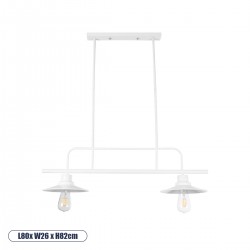 GLOBOSTAR® REGAL 01008 Vintage Φωτιστικό Οροφής με Ντουί 2 x E27 AC 220-240V IP20 - Λευκό - Μ80 x Π26 x Υ82cm GLOBOSTAR® REGAL 01008 Vintage Φωτιστικό Οροφής με Ντουί 2 x E27 AC 220-240V IP20 - Λευκό - Μ80 x Π26 x Υ82cm