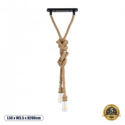 GLOBOSTAR® ROPE 01019 Boho Κρεμαστό Φωτιστικό Οροφής με Ντουί 2 x E27 AC 220-240V IP20 - Μπεζ - Μ38 x Π3.5 x Υ200cm GLOBOSTAR® ROPE 01019 Boho Κρεμαστό Φωτιστικό Οροφής με Ντουί 2 x E27 AC 220-240V IP20 - Μπεζ - Μ38 x Π3.5 x Υ200cm