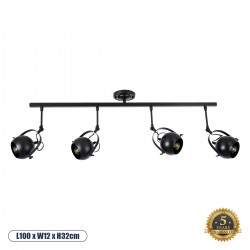 GLOBOSTAR® CANNES 01082 Μοντέρνο Φωτιστικό Οροφής με Ντουί 4 x E27 AC 220-240V IP20 - Μαύρο - Μ108 x Π12 x Υ48cm GLOBOSTAR® CANNES 01082 Μοντέρνο Φωτιστικό Οροφής με Ντουί 4 x E27 AC 220-240V IP20 - Μαύρο - Μ108 x Π12 x Υ48cm