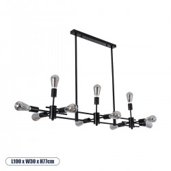 GLOBOSTAR® FERUM 01098 Μοντέρνο Φωτιστικό Οροφής με Ντουί 11 x E27 AC 220-240V IP20 - Μαύρο - Μ100 x Π30 x Υ77cm GLOBOSTAR® FERUM 01098 Μοντέρνο Φωτιστικό Οροφής με Ντουί 11 x E27 AC 220-240V IP20 - Μαύρο - Μ100 x Π30 x Υ77cm