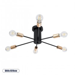 GLOBOSTAR® OLINDA 01384 Μοντέρνο Φωτιστικό Οροφής με Ντουί 6 x E27 AC 220-240V IP20 - Μαύρο & Χάλκινο - Μ60 x Π60 x Υ20cm GLOBOSTAR® OLINDA 01384 Μοντέρνο Φωτιστικό Οροφής με Ντουί 6 x E27 AC 220-240V IP20 - Μαύρο & Χάλκινο - Μ60 x Π60 x Υ20cm