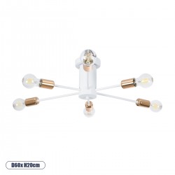 GLOBOSTAR® OLINDA 01385 Μοντέρνο Φωτιστικό Οροφής με Ντουί 6 x E27 AC 220-240V IP20 - Λευκό & Χάλκινο - Μ60 x Π60 x Υ20cm GLOBOSTAR® OLINDA 01385 Μοντέρνο Φωτιστικό Οροφής με Ντουί 6 x E27 AC 220-240V IP20 - Λευκό & Χάλκινο - Μ60 x Π60 x Υ20cm