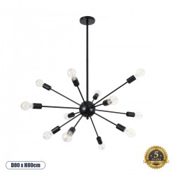 GLOBOSTAR® MILANO 01486 Μοντέρνο Φωτιστικό Οροφής με Ντουί 12 x E27 AC 220-240V IP20 - Μαύρο - Μ80 x Π80 x Υ80cm GLOBOSTAR® MILANO 01486 Μοντέρνο Φωτιστικό Οροφής με Ντουί 12 x E27 AC 220-240V IP20 - Μαύρο - Μ80 x Π80 x Υ80cm