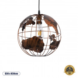 GLOBOSTAR® EARTH 01662 Vintage Κρεμαστό Φωτιστικό Οροφής με Ντουί 1 x E27 AC 220-240V IP20 - Χάλκινο - Μ30 x Π30 x Y30cm GLOBOSTAR® EARTH 01662 Vintage Κρεμαστό Φωτιστικό Οροφής με Ντουί 1 x E27 AC 220-240V IP20 - Χάλκινο - Μ30 x Π30 x Y30cm