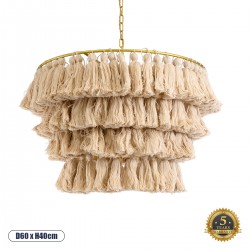GLOBOSTAR® MISSOULA 02088 Boho Κρεμαστό Φωτιστικό Οροφής με Ντουί 1 x E27 AC 220-240V IP20 - Μπεζ & Χρυσό - Μ60 x Π60 x Υ40cm GLOBOSTAR® MISSOULA 02088 Boho Κρεμαστό Φωτιστικό Οροφής με Ντουί 1 x E27 AC 220-240V IP20 - Μπεζ & Χρυσό - Μ60 x Π60 x Υ40cm