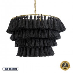 GLOBOSTAR® MISSOULA 02091 Boho Κρεμαστό Φωτιστικό Οροφής με Ντουί 1 x E27 AC 220-240V IP20 - Μαύρο & Χρυσό - Μ60 x Π60 x Υ40cm GLOBOSTAR® MISSOULA 02091 Boho Κρεμαστό Φωτιστικό Οροφής με Ντουί 1 x E27 AC 220-240V IP20 - Μαύρο & Χρυσό - Μ60 x Π60 x Υ40cm