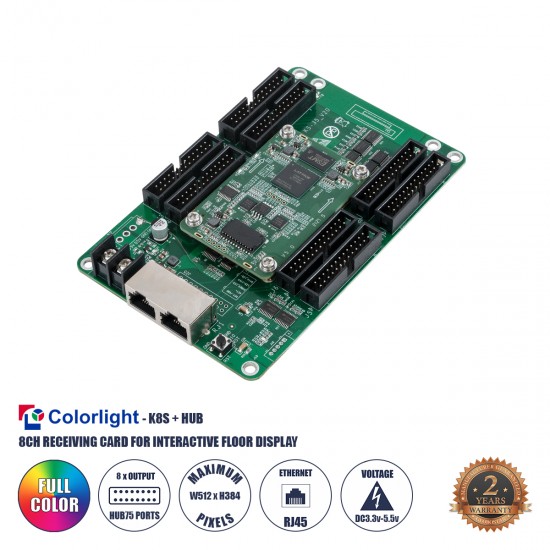 GLOBOSTAR® K8S+HUB 41023 Colorlight K8S+HUB-DL-S65 Διαδραστική Receiving Card για Οθόνες LED Video Wall 8 x HUB75E με Loading Capacity σε Pixel 512 x 384px - Gigabit Network Ethernet Input & Output Ports - DC 5V IP20 - Μ14.5 x Π9 x Υ1.5cm - 2 Χρόνια Ε GLOBOSTAR® K8S+HUB 41023 Colorlight K8S+HUB-DL-S65 Διαδραστική Receiving Card για Οθόνες LED Video Wall 8 x HUB75E με Loading Capacity σε Pixel 512 x 384px - Gigabit Network Ethernet Input & Output Ports - DC 5V IP20 - Μ14.5 x Π9 x Υ1.5cm - 2 Χρόνια Ε