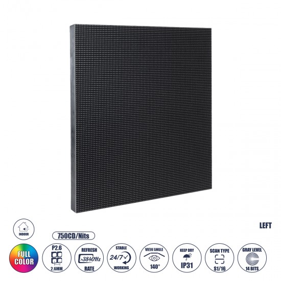 GLOBOSTAR® ILLUMINA 41043 Module για Οθόνες Video Wall 25x25cm 96x96px P2.6 LED 40W 3840Hz 9216 Dots ≥750cd/㎡ Nits DC 5V Εσωτερικού Χώρου IP31 Full Color S1/16 14Bits - Kinglight SMD1415 - Αριστερό - Μ25 x Π1.2 x Υ25cm - 2 Χρόνια Εγγύηση GLOBOSTAR® ILLUMINA 41043 Module για Οθόνες Video Wall 25x25cm 96x96px P2.6 LED 40W 3840Hz 9216 Dots ≥750cd/㎡ Nits DC 5V Εσωτερικού Χώρου IP31 Full Color S1/16 14Bits - Kinglight SMD1415 - Αριστερό - Μ25 x Π1.2 x Υ25cm - 2 Χρόνια Εγγύηση