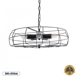 GLOBOSTAR® HELIX 01164 Vintage Κρεμαστό Φωτιστικό Οροφής με Ντουί 5 x E27 AC 220-240V IP20 - Μαύρο - Μ46 x Π46 x Υ13cm GLOBOSTAR® HELIX 01164 Vintage Κρεμαστό Φωτιστικό Οροφής με Ντουί 5 x E27 AC 220-240V IP20 - Μαύρο - Μ46 x Π46 x Υ13cm