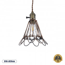 GLOBOSTAR® FLOWERON 01180 Vintage Κρεμαστό Φωτιστικό Οροφής με Ντουί 1 x E27 AC 220-240V IP20 - Χάλκινο & Μπρούτζινο - Μ10 x Π10 x Υ20cm GLOBOSTAR® FLOWERON 01180 Vintage Κρεμαστό Φωτιστικό Οροφής με Ντουί 1 x E27 AC 220-240V IP20 - Χάλκινο & Μπρούτζινο - Μ10 x Π10 x Υ20cm