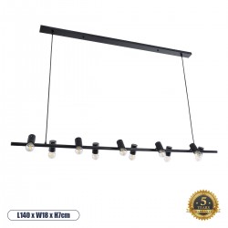 GLOBOSTAR® ALFREDA 01242 Μοντέρνο Κρεμαστό Φωτιστικό Οροφής με Ντουί 10 x E27 AC 220-240V IP20 - Μαύρο - Μ140 x Π18 x Υ7cm GLOBOSTAR® ALFREDA 01242 Μοντέρνο Κρεμαστό Φωτιστικό Οροφής με Ντουί 10 x E27 AC 220-240V IP20 - Μαύρο - Μ140 x Π18 x Υ7cm
