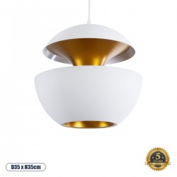 GLOBOSTAR® SEVILLE 01268 Μοντέρνο Κρεμαστό Φωτιστικό Οροφής με Ντουί 1 x E27 AC 220-240V IP20 - Λευκό & Χρυσό - Μ35 x Π35 x Υ35cm GLOBOSTAR® SEVILLE 01268 Μοντέρνο Κρεμαστό Φωτιστικό Οροφής με Ντουί 1 x E27 AC 220-240V IP20 - Λευκό & Χρυσό - Μ35 x Π35 x Υ35cm