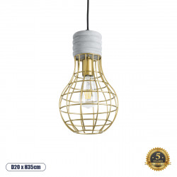 GLOBOSTAR® DURANT 01325 Μοντέρνο Κρεμαστό Φωτιστικό Οροφής με Ντουί 1 x E27 AC 220-240V IP20 - Γκρι & Χρυσό - Μ20 x Π20 x Υ35cm GLOBOSTAR® DURANT 01325 Μοντέρνο Κρεμαστό Φωτιστικό Οροφής με Ντουί 1 x E27 AC 220-240V IP20 - Γκρι & Χρυσό - Μ20 x Π20 x Υ35cm