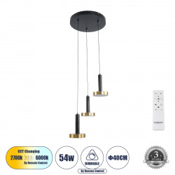 GLOBOSTAR® ZANE 60934 Μοντέρνο Κρεμαστό Φωτιστικό Οροφής LED 54W 6048lm 120° AC 220-240V IP20 Ρυθμιζόμενο Λευκό CCT με Χειριστήριο από 2700K έως 6000K Dimmable - Lumileds SMD Chip - Μαύρο Ματ & Χρυσό - Μ40 x Π40 x Υ20cm - 3 Χρόνια Εγγύηση GLOBOSTAR® ZANE 60934 Μοντέρνο Κρεμαστό Φωτιστικό Οροφής LED 54W 6048lm 120° AC 220-240V IP20 Ρυθμιζόμενο Λευκό CCT με Χειριστήριο από 2700K έως 6000K Dimmable - Lumileds SMD Chip - Μαύρο Ματ & Χρυσό - Μ40 x Π40 x Υ20cm - 3 Χρόνια Εγγύηση