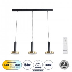 GLOBOSTAR® ZANE 60936 Μοντέρνο Κρεμαστό Φωτιστικό Οροφής LED 54W 6048lm 120° AC 220-240V IP20 Ρυθμιζόμενο Λευκό CCT με Χειριστήριο από 2700K έως 6000K Dimmable - Lumileds SMD Chip - Μαύρο Ματ & Χρυσό - Μ80 x Π15 x Υ20cm - 3 Χρόνια Εγγύηση GLOBOSTAR® ZANE 60936 Μοντέρνο Κρεμαστό Φωτιστικό Οροφής LED 54W 6048lm 120° AC 220-240V IP20 Ρυθμιζόμενο Λευκό CCT με Χειριστήριο από 2700K έως 6000K Dimmable - Lumileds SMD Chip - Μαύρο Ματ & Χρυσό - Μ80 x Π15 x Υ20cm - 3 Χρόνια Εγγύηση
