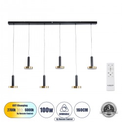 GLOBOSTAR® ZANE 60937 Μοντέρνο Κρεμαστό Φωτιστικό Οροφής LED 100W 11200lm 120° AC 220-240V IP20 Ρυθμιζόμενο Λευκό CCT με Χειριστήριο από 2700K έως 6000K Dimmable - Lumileds SMD Chip - Μαύρο Ματ & Χρυσό - Μ160 x Π15 x Υ20cm - 3 Χρόνια Εγγύηση GLOBOSTAR® ZANE 60937 Μοντέρνο Κρεμαστό Φωτιστικό Οροφής LED 100W 11200lm 120° AC 220-240V IP20 Ρυθμιζόμενο Λευκό CCT με Χειριστήριο από 2700K έως 6000K Dimmable - Lumileds SMD Chip - Μαύρο Ματ & Χρυσό - Μ160 x Π15 x Υ20cm - 3 Χρόνια Εγγύηση