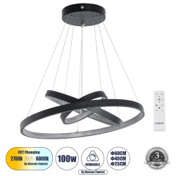 GLOBOSTAR® DIAMOND TRIO 61523-DECO Μοντέρνο Κρεμαστό Φωτιστικό Οροφής LED 100W 11200lm 360° AC 220-240V IP20 Ρυθμιζόμενο Λευκό CCT με Χειριστήριο από 2700K έως 6000K Dimmable - Lumileds SMD Chip - Μαύρο Ματ - Μ90 x Π90 x Υ90cm - 3 Χρόνια Εγγύηση GLOBOSTAR® DIAMOND TRIO 61523-DECO Μοντέρνο Κρεμαστό Φωτιστικό Οροφής LED 100W 11200lm 360° AC 220-240V IP20 Ρυθμιζόμενο Λευκό CCT με Χειριστήριο από 2700K έως 6000K Dimmable - Lumileds SMD Chip - Μαύρο Ματ - Μ90 x Π90 x Υ90cm - 3 Χρόνια Εγγύηση