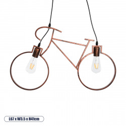 GLOBOSTAR® BIKE 00868 Vintage Κρεμαστό Φωτιστικό Οροφής με Ντουί 2 x E27 AC 220-240V IP20 - Χάλκινο - Μ67 x Π3.5 x Υ41cm GLOBOSTAR® BIKE 00868 Vintage Κρεμαστό Φωτιστικό Οροφής με Ντουί 2 x E27 AC 220-240V IP20 - Χάλκινο - Μ67 x Π3.5 x Υ41cm