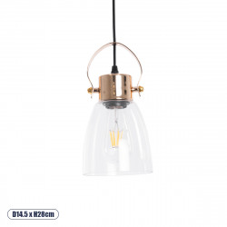 GLOBOSTAR® JAVER 00934 Vintage Κρεμαστό Φωτιστικό Οροφής με Ντουί 1 x E27 AC 220-240V IP20 - Διάφανο & Ροζ Χρυσό - Μ14.5 x Π14.5 x Υ28cm GLOBOSTAR® JAVER 00934 Vintage Κρεμαστό Φωτιστικό Οροφής με Ντουί 1 x E27 AC 220-240V IP20 - Διάφανο & Ροζ Χρυσό - Μ14.5 x Π14.5 x Υ28cm