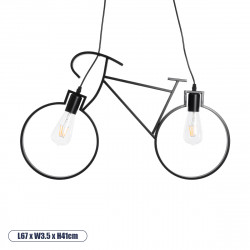 GLOBOSTAR® BIKE 01213 Vintage Κρεμαστό Φωτιστικό Οροφής με Ντουί 2 x E27 AC 220-240V IP20 - Μαύρο - Μ67 x Π3.5 x Υ41cm GLOBOSTAR® BIKE 01213 Vintage Κρεμαστό Φωτιστικό Οροφής με Ντουί 2 x E27 AC 220-240V IP20 - Μαύρο - Μ67 x Π3.5 x Υ41cm