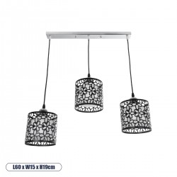 GLOBOSTAR® RAINELDA 01247 Μοντέρνο Κρεμαστό Φωτιστικό Οροφής με Ντουί 3 x E27 AC 220-240V IP20 - Μαύρο & Λευκό - Μ60 x Π15 x Υ19cm GLOBOSTAR® RAINELDA 01247 Μοντέρνο Κρεμαστό Φωτιστικό Οροφής με Ντουί 3 x E27 AC 220-240V IP20 - Μαύρο & Λευκό - Μ60 x Π15 x Υ19cm