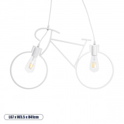 GLOBOSTAR® BIKE 01300 Vintage Κρεμαστό Φωτιστικό Οροφής με Ντουί 2 x E27 AC 220-240V IP20 - Λευκό - Μ67 x Π3.5 x Υ41cm GLOBOSTAR® BIKE 01300 Vintage Κρεμαστό Φωτιστικό Οροφής με Ντουί 2 x E27 AC 220-240V IP20 - Λευκό - Μ67 x Π3.5 x Υ41cm