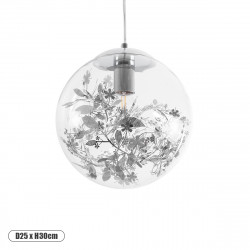 GLOBOSTAR® HARPER 01510 Μοντέρνο Κρεμαστό Φωτιστικό Οροφής με Ντουί 1 x E27 AC 220-240V IP20 - Διάφανο & Ασημί - Μ25 x Π25 x Υ30cm GLOBOSTAR® HARPER 01510 Μοντέρνο Κρεμαστό Φωτιστικό Οροφής με Ντουί 1 x E27 AC 220-240V IP20 - Διάφανο & Ασημί - Μ25 x Π25 x Υ30cm