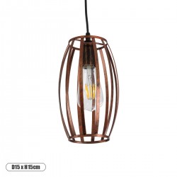 GLOBOSTAR® ZEBRA 01639 Vintage Κρεμαστό Φωτιστικό Οροφής με Ντουί 1 x E27 AC 220-240V IP20 - Χάλκινο - Μ15 x Π15 x Y15cm GLOBOSTAR® ZEBRA 01639 Vintage Κρεμαστό Φωτιστικό Οροφής με Ντουί 1 x E27 AC 220-240V IP20 - Χάλκινο - Μ15 x Π15 x Y15cm