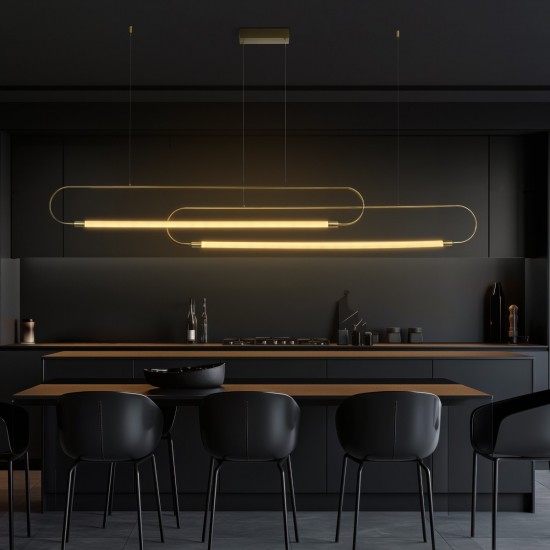 kelvo® GLOW 61665 Μοντέρνο Κρεμαστό Φωτιστικό Οροφής LED 28W 2800lm 360° AC 220-240V IP20 Ρυθμιζόμενο Λευκό CCT με Χειριστήριο από 2700K έως 6000K Dimmable - Lumileds SMD Chip - Χρυσό Πλατίνα & Λευκό Νήμα - Μ160 x Π3 x Υ25cm - 3 Χρόνια Εγγύηση kelvo® GLOW 61665 Μοντέρνο Κρεμαστό Φωτιστικό Οροφής LED 28W 2800lm 360° AC 220-240V IP20 Ρυθμιζόμενο Λευκό CCT με Χειριστήριο από 2700K έως 6000K Dimmable - Lumileds SMD Chip - Χρυσό Πλατίνα & Λευκό Νήμα - Μ160 x Π3 x Υ25cm - 3 Χρόνια Εγγύηση