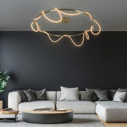 kelvo® GLOW 61675 Μοντέρνο Φωτιστικό Οροφής LED 89W 8900lm 360° AC 220-240V IP20 Ρυθμιζόμενο Λευκό CCT με Χειριστήριο από 2700K έως 6000K Dimmable - Lumileds SMD Chip - Χρυσό Πλατίνα & Λευκό Νήμα - Μ150 x Π150 x Υ30cm - 3 Χρόνια Εγγύηση kelvo® GLOW 61675 Μοντέρνο Φωτιστικό Οροφής LED 89W 8900lm 360° AC 220-240V IP20 Ρυθμιζόμενο Λευκό CCT με Χειριστήριο από 2700K έως 6000K Dimmable - Lumileds SMD Chip - Χρυσό Πλατίνα & Λευκό Νήμα - Μ150 x Π150 x Υ30cm - 3 Χρόνια Εγγύηση