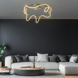 kelvo® GLOW 61674 Μοντέρνο Φωτιστικό Οροφής LED 65W 6500lm 360° AC 220-240V IP20 Ρυθμιζόμενο Λευκό CCT με Χειριστήριο από 2700K έως 6000K Dimmable - Lumileds SMD Chip - Χρυσό Πλατίνα & Λευκό Νήμα - Μ100 x Π100 x Υ30cm - 3 Χρόνια Εγγύηση kelvo® GLOW 61674 Μοντέρνο Φωτιστικό Οροφής LED 65W 6500lm 360° AC 220-240V IP20 Ρυθμιζόμενο Λευκό CCT με Χειριστήριο από 2700K έως 6000K Dimmable - Lumileds SMD Chip - Χρυσό Πλατίνα & Λευκό Νήμα - Μ100 x Π100 x Υ30cm - 3 Χρόνια Εγγύηση