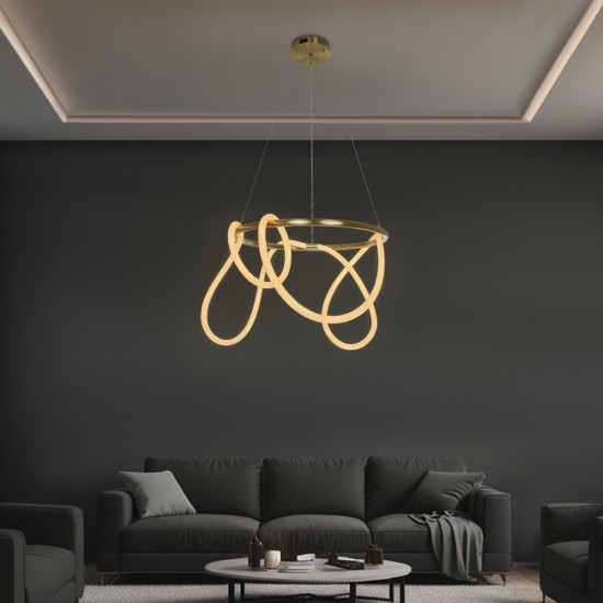 kelvo® GLOW 61659 Μοντέρνο Κρεμαστό Φωτιστικό Οροφής LED 58W 5800lm 360° AC 220-240V IP20 Ρυθμιζόμενο Λευκό CCT με Χειριστήριο από 2700K έως 6000K Dimmable - Lumileds SMD Chip - Χρυσό Πλατίνα & Λευκό Νήμα - Μ80 x Π80 x Υ60cm - 3 Χρόνια Εγγύηση kelvo® GLOW 61659 Μοντέρνο Κρεμαστό Φωτιστικό Οροφής LED 58W 5800lm 360° AC 220-240V IP20 Ρυθμιζόμενο Λευκό CCT με Χειριστήριο από 2700K έως 6000K Dimmable - Lumileds SMD Chip - Χρυσό Πλατίνα & Λευκό Νήμα - Μ80 x Π80 x Υ60cm - 3 Χρόνια Εγγύηση