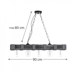InLight Κρεμαστό φωτιστικό από ξύλο και σχοινί 5XE27 D:90cm (5318-5) InLight Κρεμαστό φωτιστικό από ξύλο και σχοινί 5XE27 D:90cm (5318-5)